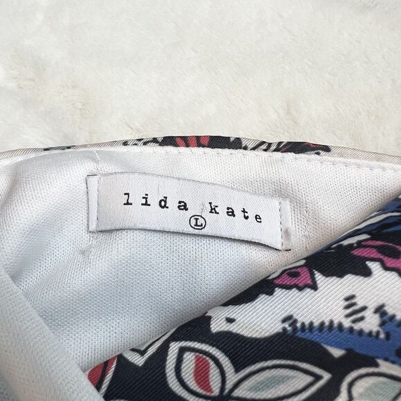 Lida Kate Wide Leg Jumpsuit Paisley Elephants V-neck Sz L - Picture 7 of 15